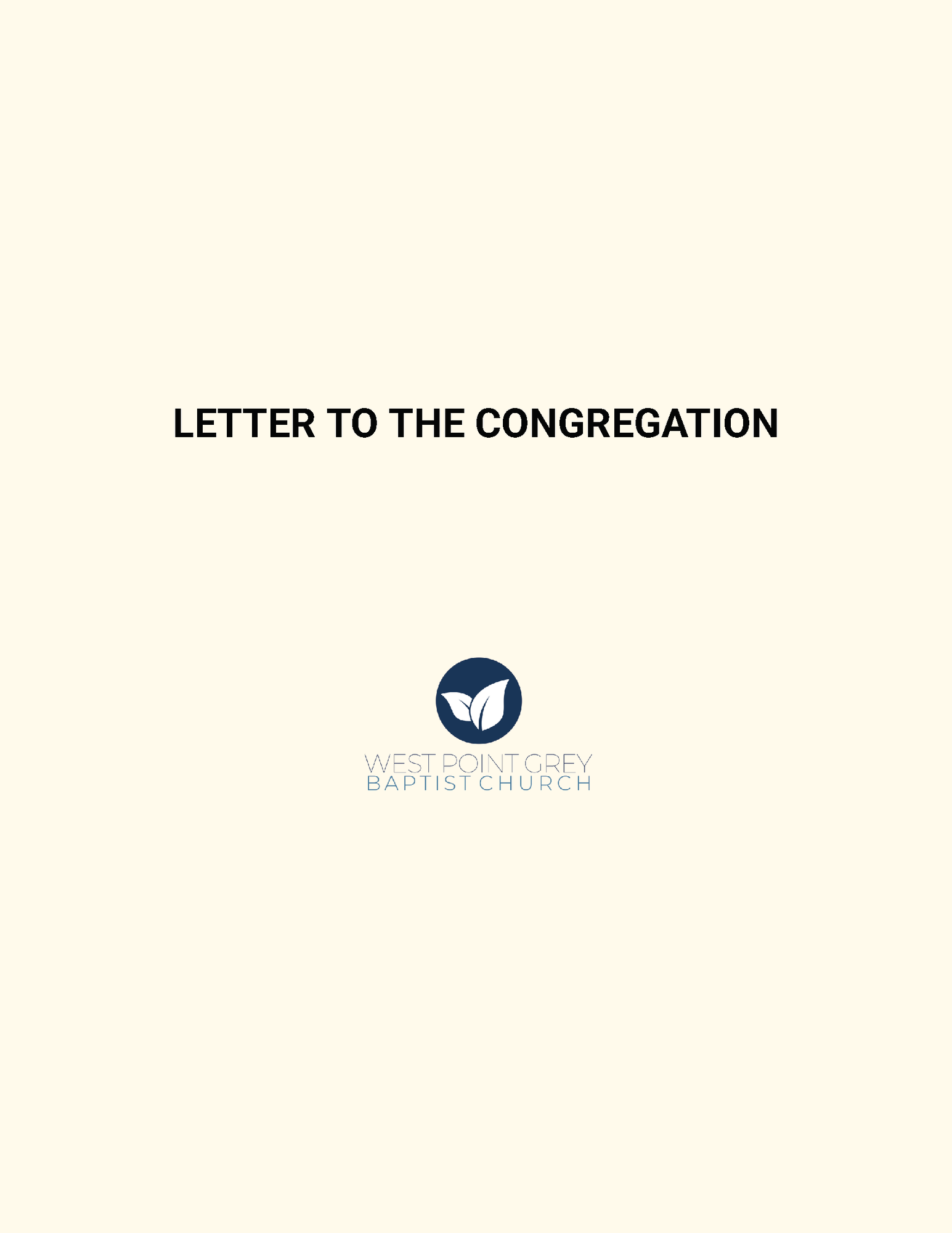 Letter to the Congregation - AGM 2025 - cover