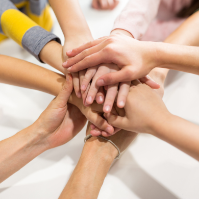 image of hands grouped today in the center